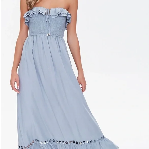 Forever 21 | Dresses | Forever 2 Strapless Ruffle Trim Maxi Dress | Poshmark